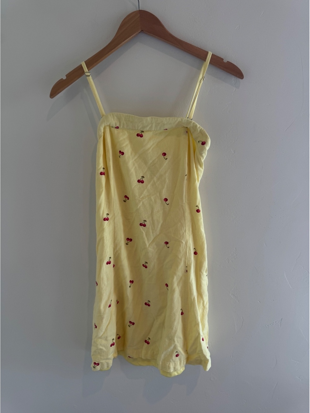 Jessica Simpson Yellow Cherry Print Mini Dress XS Y2K Cottagecore